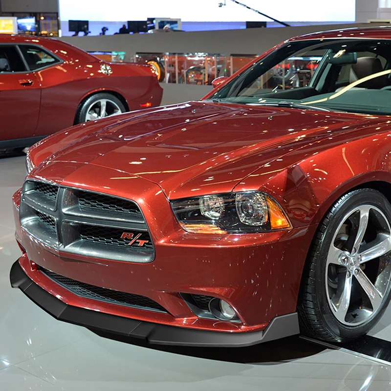 For 2011-2014 Dodge Charger Black Front Bumper Splitter Spoiler Lip STP-Style 3PCS - Image 5
