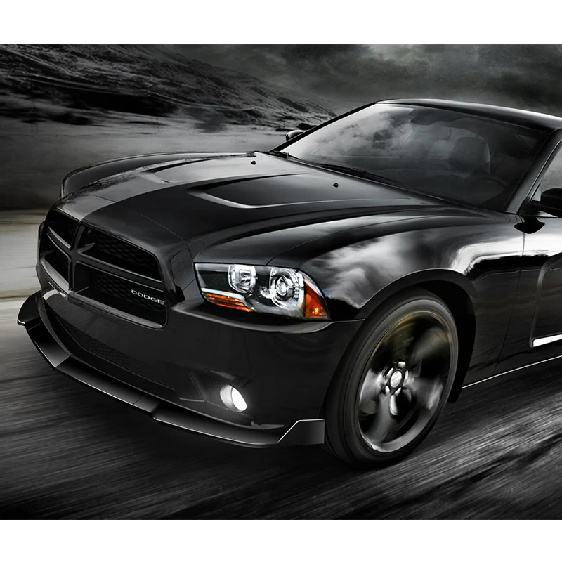 For 2011-2014 Dodge Charger Painted Black Front Bumper Splitter Spoiler Lip STP-Style 3PCS - Image 5