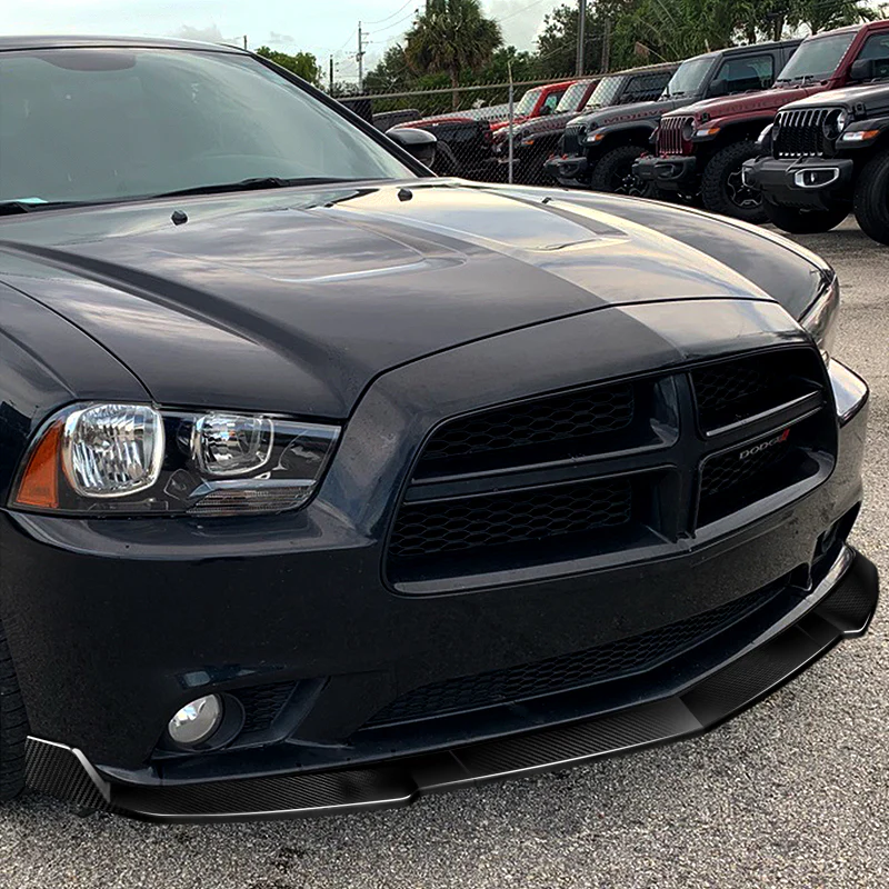 For 2011-2014 Dodge Charger Real Carbon Fiber Front Bumper Splitter Spoiler Lip STP-Style 3PCS - Image 5