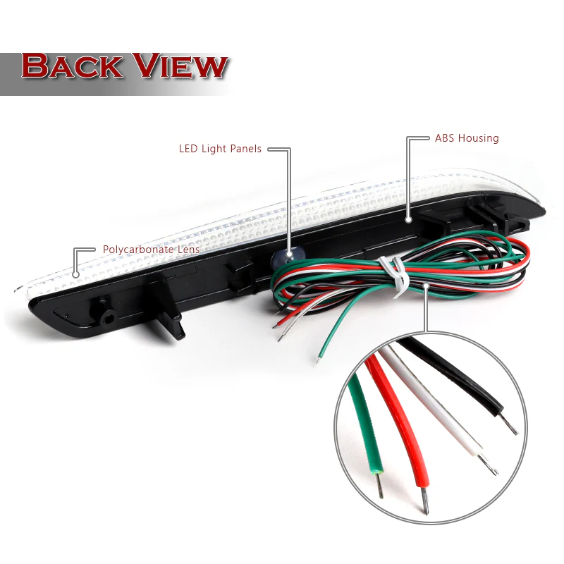 For 2011 – 2016 Honda CR-Z / CR-V LED Rear Bumper Stop Brake JDM Light Kit -Clear Lens - Image 3