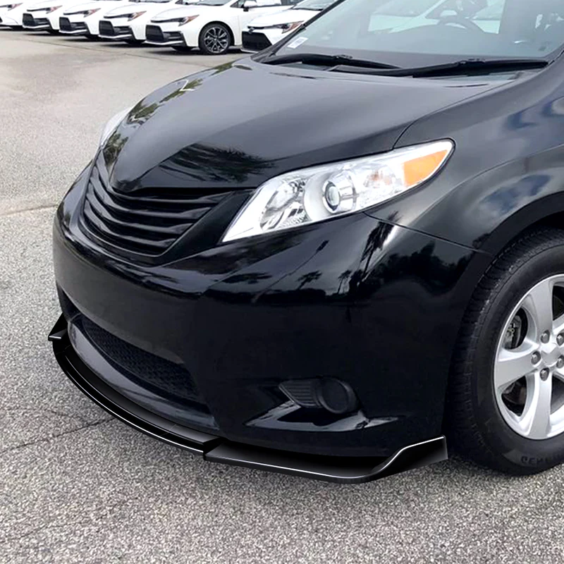 For 2011-2015 Toyota Sienna MP-Style Painted Black Front Bumper Body Splitter Spoiler Lip 3PCS - Image 5