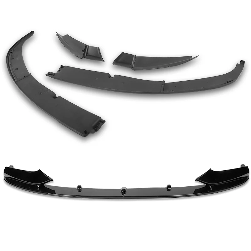 For 2011-2016 BMW F10 528i 530i M-Sport Painted Black 4-PCS Front Bumper Spoiler Lip - Image 4