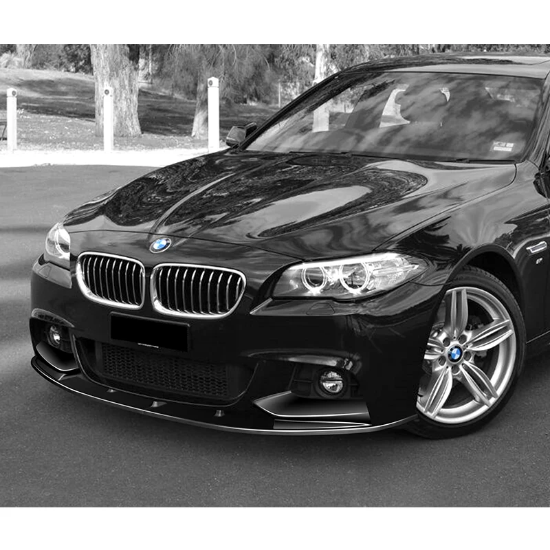 For 2011-2016 BMW F10 528i 530i M-Sport Painted Black 4-PCS Front Bumper Spoiler Lip - Image 5