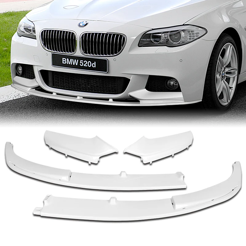 For 2011-2016 BMW F10 528i 530i M-Sport Painted White 4-PCS  Front Bumper Spoiler Lip - Image 5