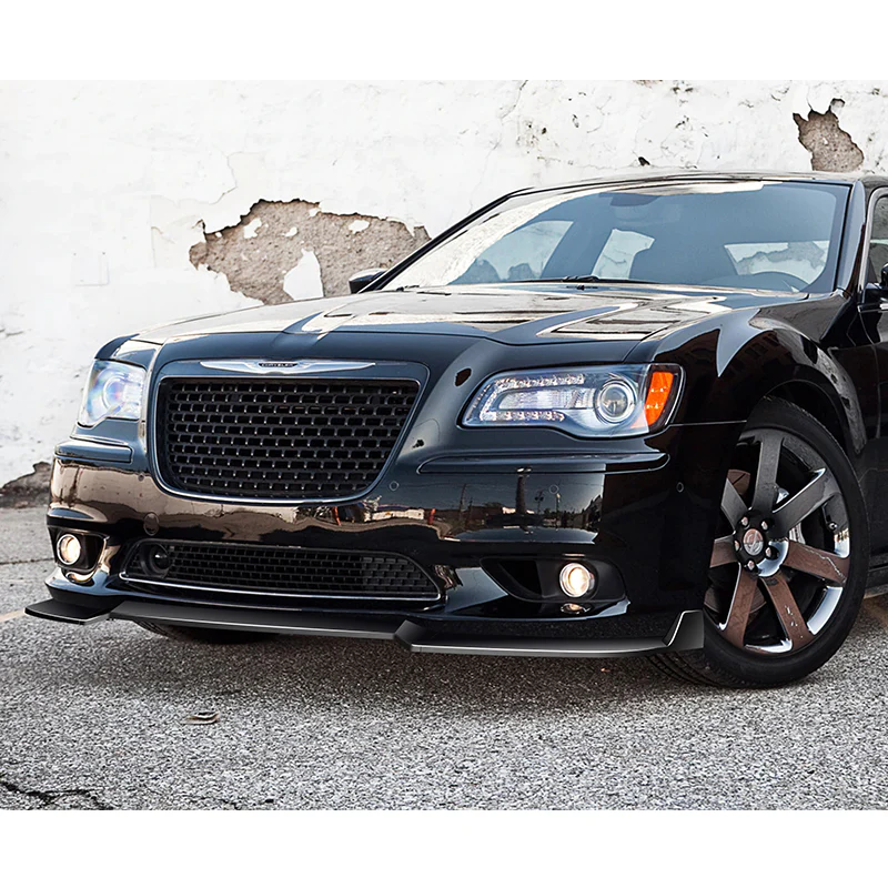 For 2012-2014 Chrysler 300 SRT8  3-PCS  Painted Black Front Bumper Splitter Spoiler Lip - Image 5