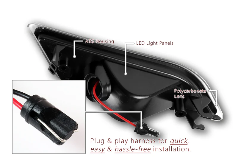 For 2012–2014 Mercedes-Benz W204 C-Class Amber LED Turn Signal Front Fender Side Marker Lights -Clear Lens - Image 3