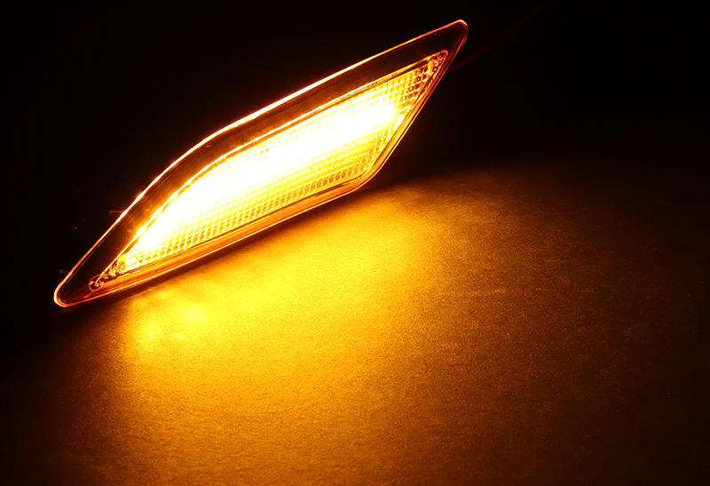 For 2012–2014 Mercedes-Benz W204 C-Class Amber LED Turn Signal Front Fender Side Marker Lights -Clear Lens - Image 4