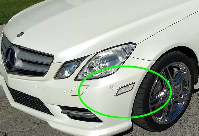 For 2012–2014 Mercedes-Benz W204 C-Class Amber LED Turn Signal Front Fender Side Marker Lights -Clear Lens - Image 5