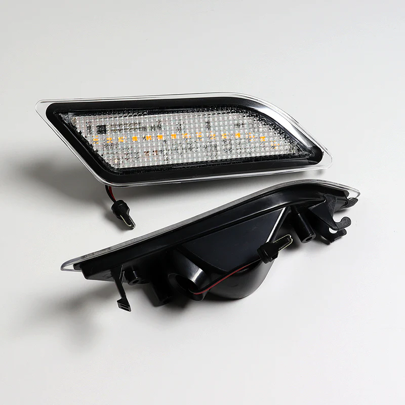 For 2012–2014 Mercedes-Benz W204 C-Class White LED Turn Signal Front Fender Side Marker Lights -Clear Lens - Image 2