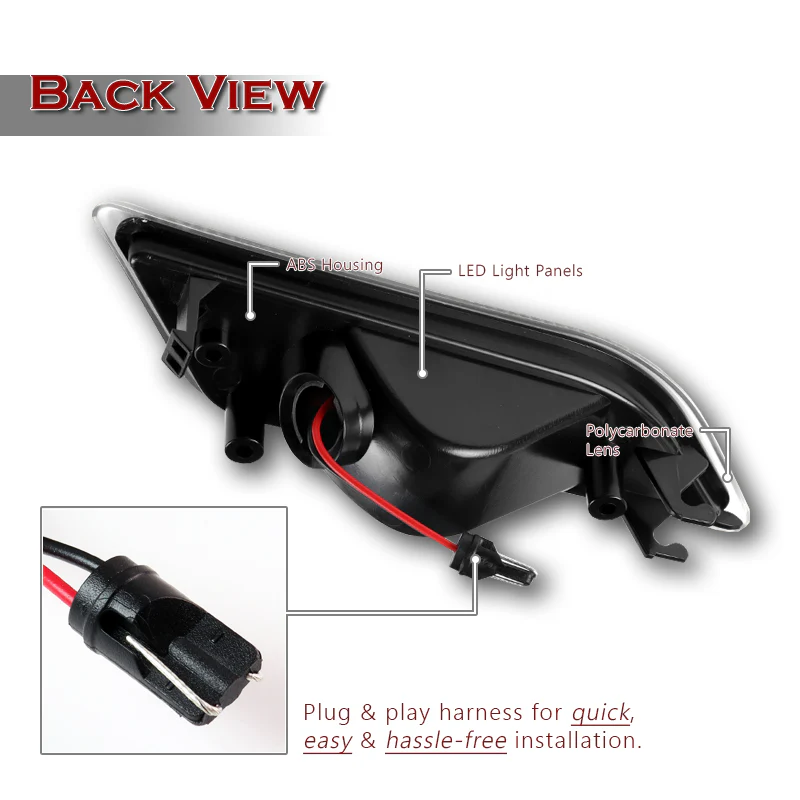 For 2012–2014 Mercedes-Benz W204 C-Class White LED Turn Signal Front Fender Side Marker Lights -Clear Lens - Image 3