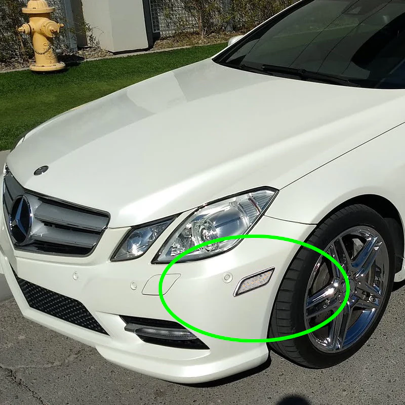 For 2012–2014 Mercedes-Benz W204 C-Class White LED Turn Signal Front Fender Side Marker Lights -Clear Lens - Image 5