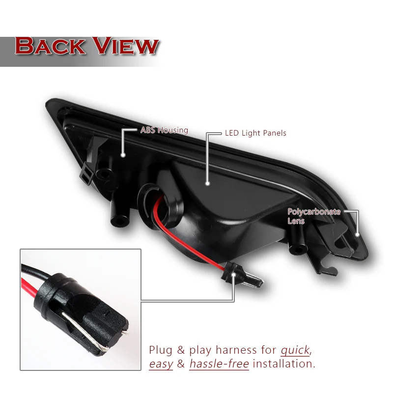 For 2012–2014 Mercedes-Benz W204 C-Class White LED Turn Signal Front Fender Side Marker Lights -Smoked Lens - Image 3