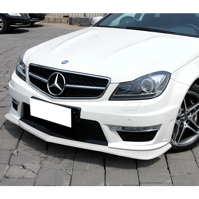 For 2012-2014 Mercedes-Benz W204 C63 AMG 3-PCS  Painted White Front Bumper Spoiler Lip - Image 5