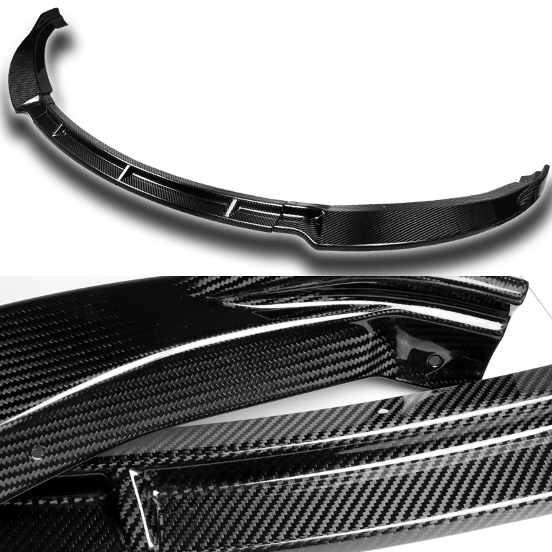 For 2012-2016 Tesla Model S 3-PCS  Real Carbon Fiber Front Bumper Splitter Spoiler Lip - Image 2