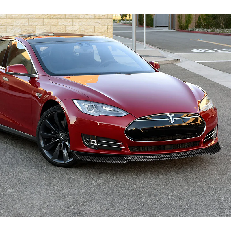 For 2012-2016 Tesla Model S STP-Style 3-PCS  Carbon Look Front Bumper Body Spoiler Lip - Image 5
