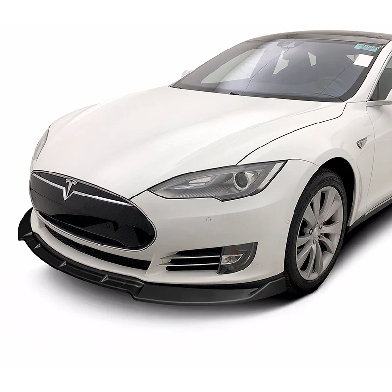 For 2012-2016 Tesla Model S STP-Style 3-PCS  Matt Black Front Bumper Body Spoiler Lip - Image 5