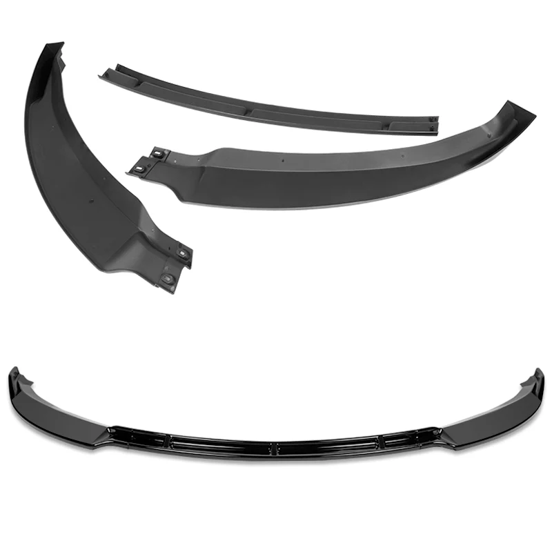 For 2012-2016 Tesla Model S STP-Style  3-PCS Painted Black Front Bumper Spoiler Lip - Image 4