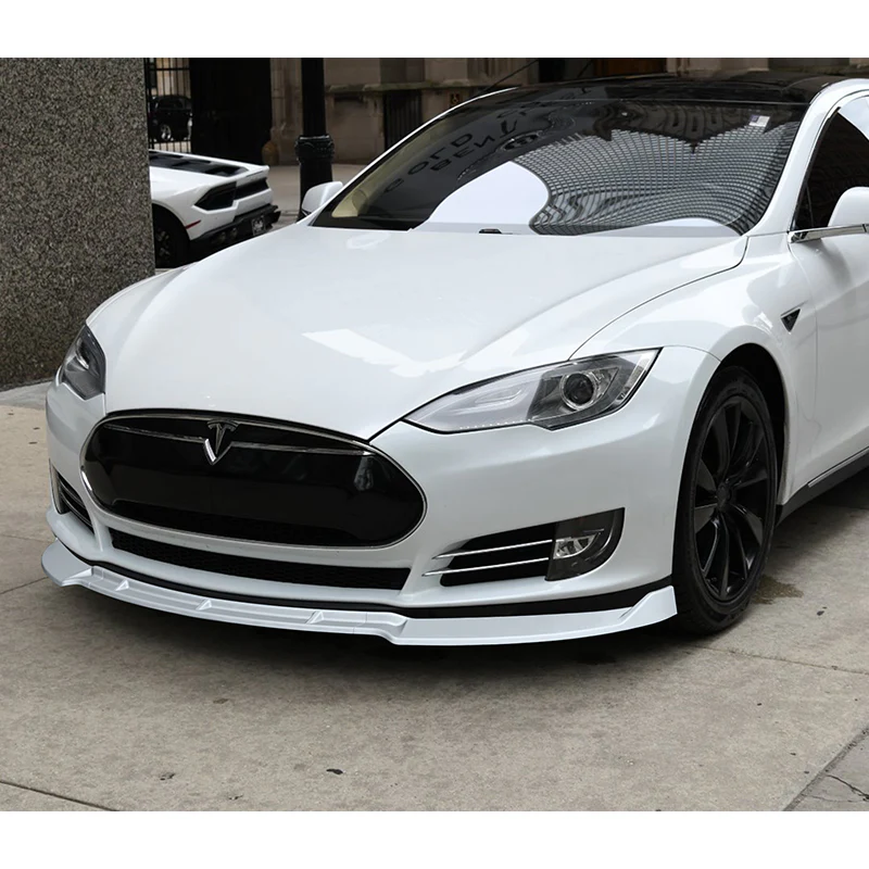 For 2012-2016 Tesla Model S STP-Style 3-PCS  Painted White Front Bumper Spoiler Lip - Image 5