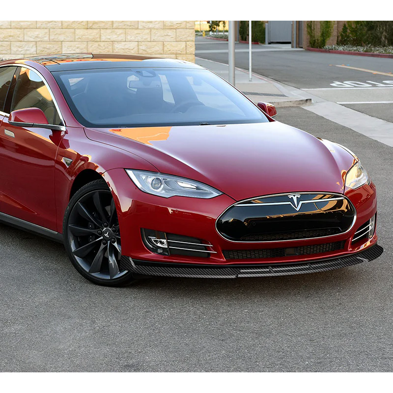 For 2012-2016 Tesla Model S V2 3-PCS  Carbon Look Front Bumper Splitter Spoiler Lip - Image 5