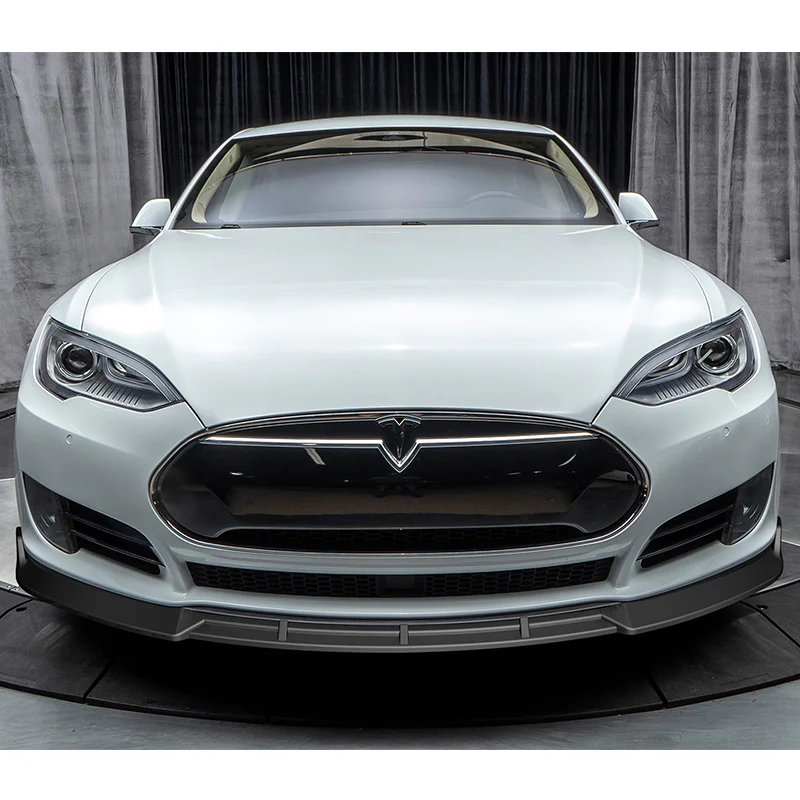 For 2012-2016 Tesla Model S V2 3-PCS  Matt Black Front Bumper Body Splitter Spoiler Lip - Image 5