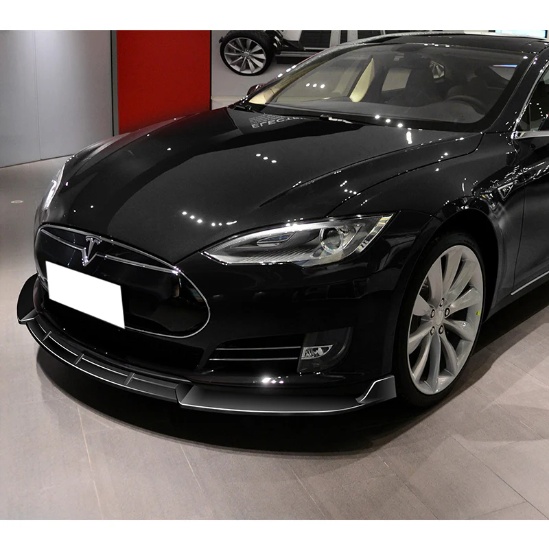 For 2012-2016 Tesla Model S V2 3-PCS  Painted Black Front Bumper Splitter Spoiler Lip - Image 5
