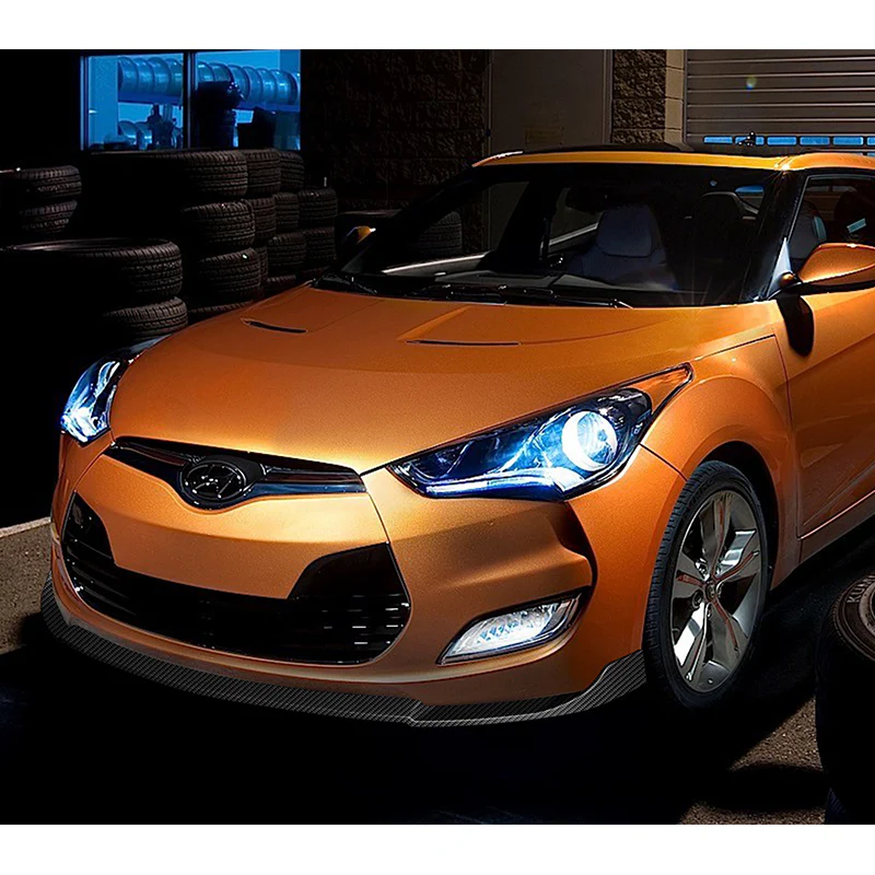 For 2012-2017 Hyundai Veloster Base 3-PCS  Carbon Look Front Bumper Body Spoiler Lip - Image 5