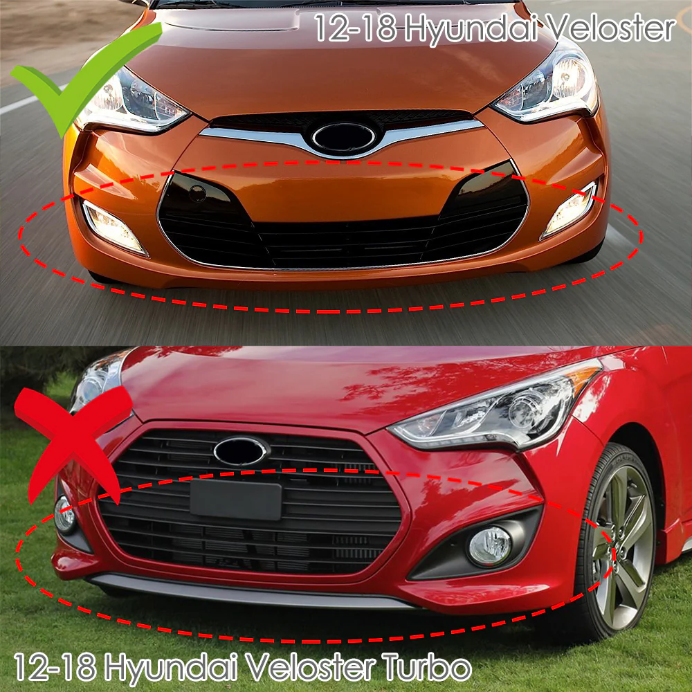 For 2012-2017 Hyundai Veloster Base 3-PCS Painted Black Front Bumper Body Spoiler Lip - Image 6