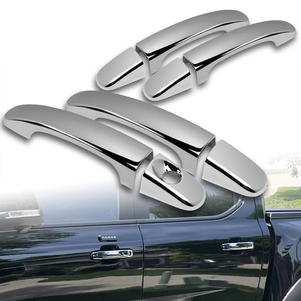 For 2012 - 2023 Ford Ranger Mirror Chrome Exterior Door Pull Handle Lever Cover Cap Trim Kit No Smart Keyhole - Image 5