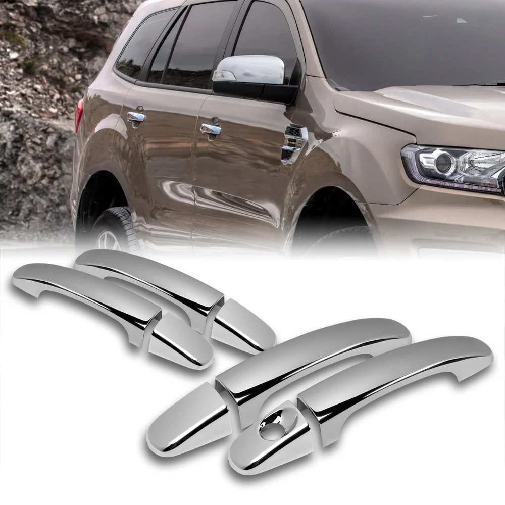 For 2012 - 2023 Ford Ranger Mirror Chrome Exterior Door Pull Handle Lever Cover Cap Trim Kit No Smart Keyhole - Image 6