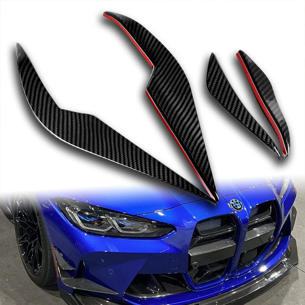 For 2012 - 2025 BMW M3 (G80) M4 (G82/G83) Front Bumper Aero Winglet Canard Fins Spoiler Body Kit Splitter -Real Carbon Fiber - Image 5