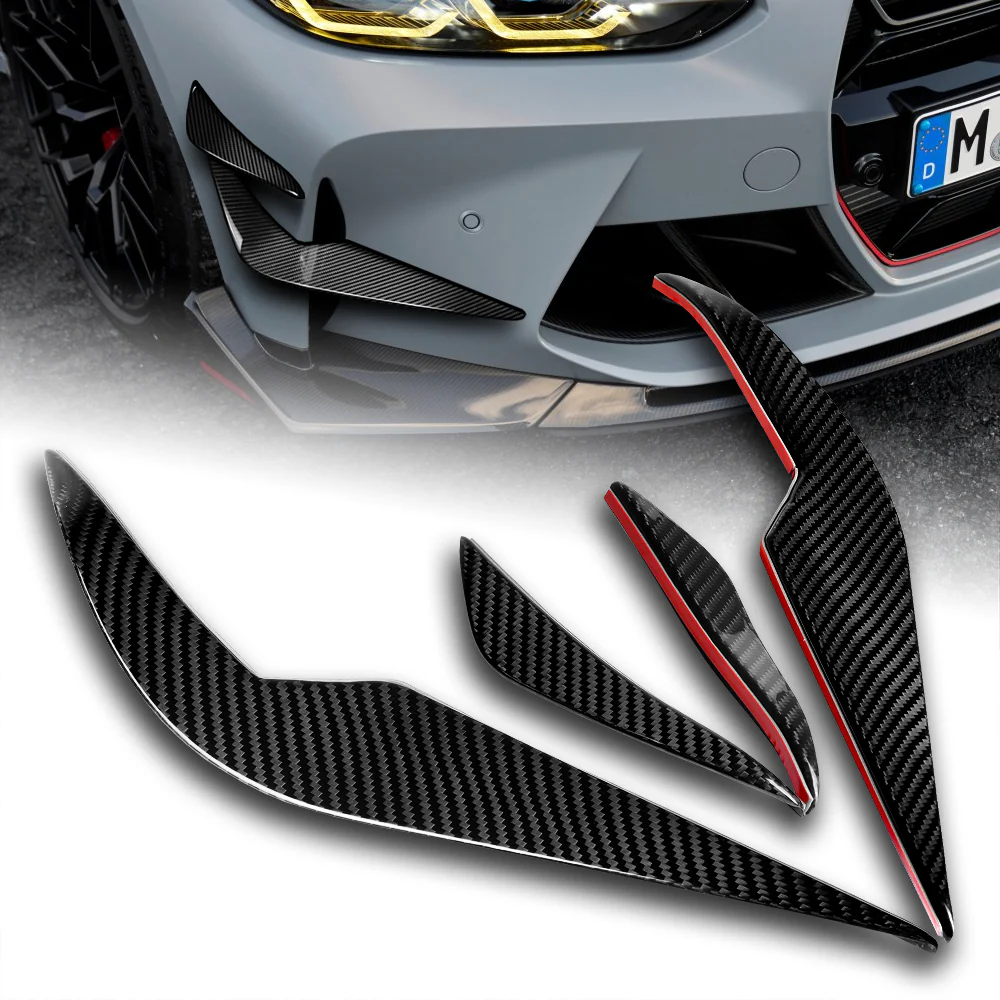 For 2012 - 2025 BMW M3 (G80) M4 (G82/G83) Front Bumper Aero Winglet Canard Fins Spoiler Body Kit Splitter -Real Carbon Fiber - Image 6