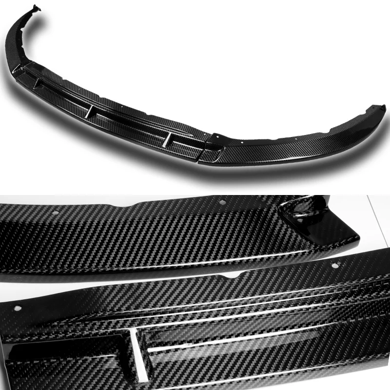 For 2013-2014 Ford Mustang GT-Style 3-PCS  Carbon Fiber Front Bumper Body Spoiler Lip - Image 2