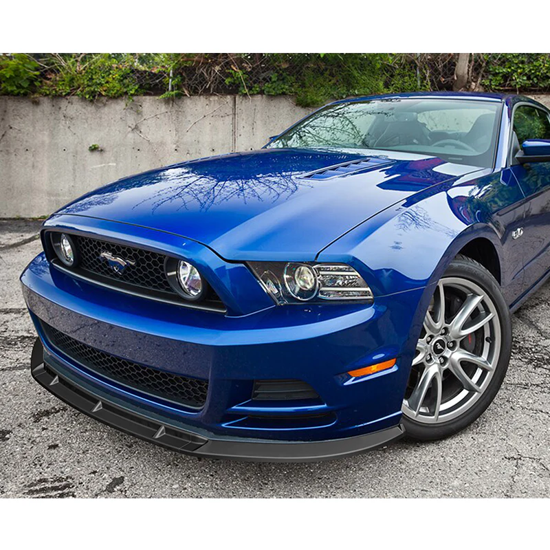 For 2013-2014 Ford Mustang GT-Style  3-PCS  Matt Black Front Bumper Body Kit Spoiler Lip - Image 5