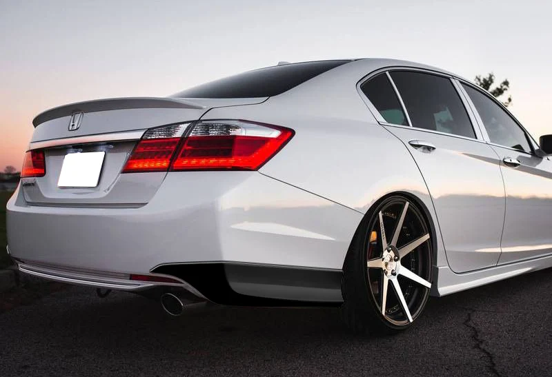 For 2013-2015 Honda Accord 4-DR Sedan HFP-Style Unpainted Matte Black Rear Bumper Lip Apron 2PCS - Image 4