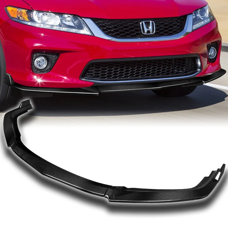 For 2013-2015 Honda Accord Coupe Carbon Fiber 3Pcs Front Bumper Splitter Spoiler Lip - Image 6