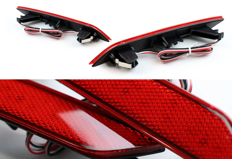 For 2013 – 2015 Honda Civic Sedan 4DR LED Rear Bumper Reflector Stop Brake Light Kit -Red Lens - Image 2