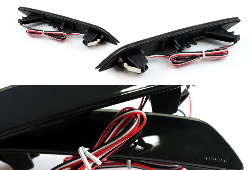 For 2013 – 2015 Honda Civic Sedan 4DR LED Rear Bumper Reflector Stop Brake Light Kit -Smoke Lens - Image 2