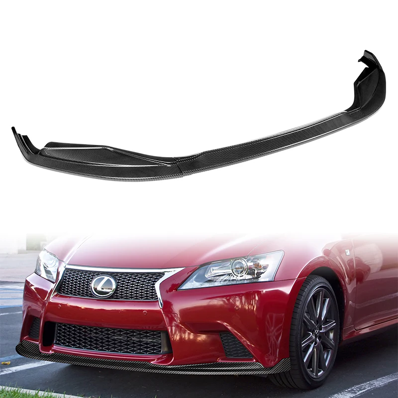 For 2013-2015 Lexus GS350 GS450h F-Sport Real Carbon Fiber 3-Piece Front Bumper Body Spoiler Splitter Lip Kit - Image 5