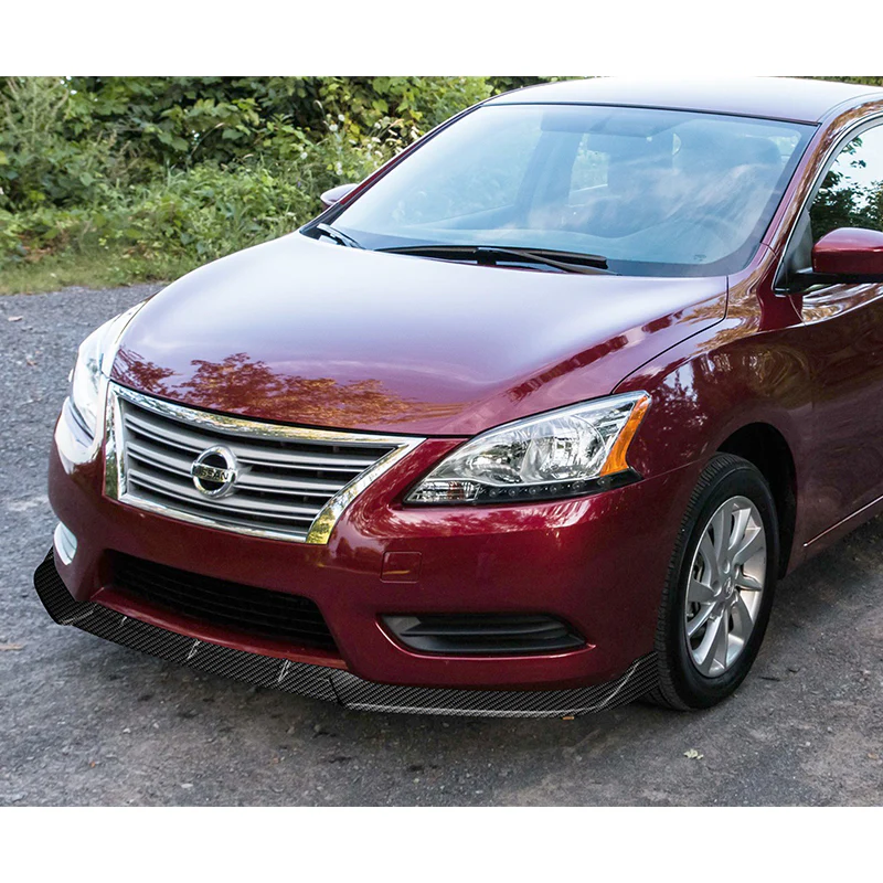 For 2013-2015 Nissan Sentra Carbon 3-Pcs Look Front Bumper Body Splitter Spoiler Lip - Image 5
