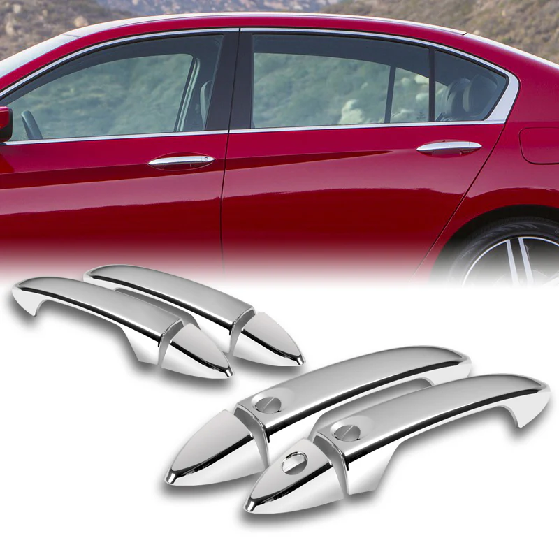 For 2013 - 2017 Honda Accord Chrome Exterior Door Pull Handle Cover Cap Trim Kit With Smart Key Hole - Image 6