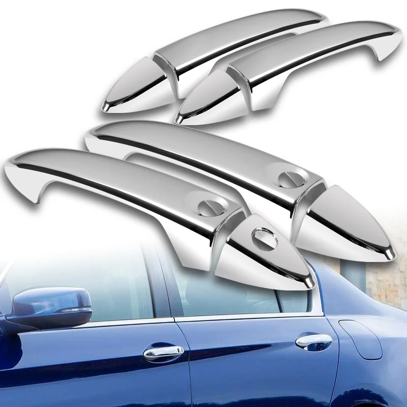For 2013 - 2017 Honda Accord Chrome Exterior Door Pull Handle Cover Cap Trim Kit With Smart Key Hole - Image 7