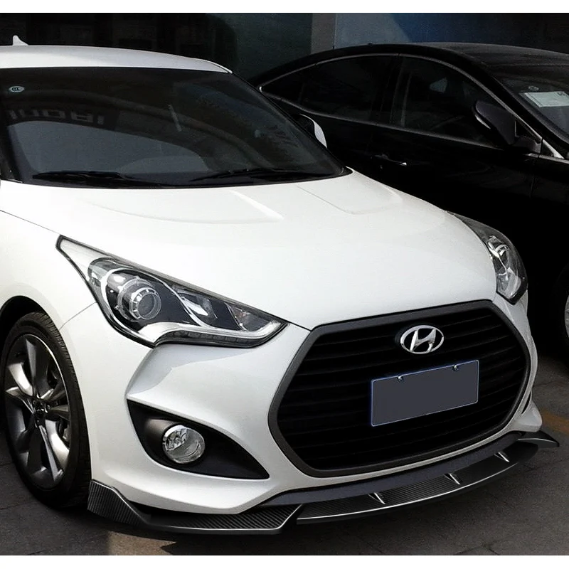 For 2013-2017 Hyundai Veloster Turbo JDM Carbon Fiber Front Bumper Splitter Spoiler Lip 3PCS - Image 5