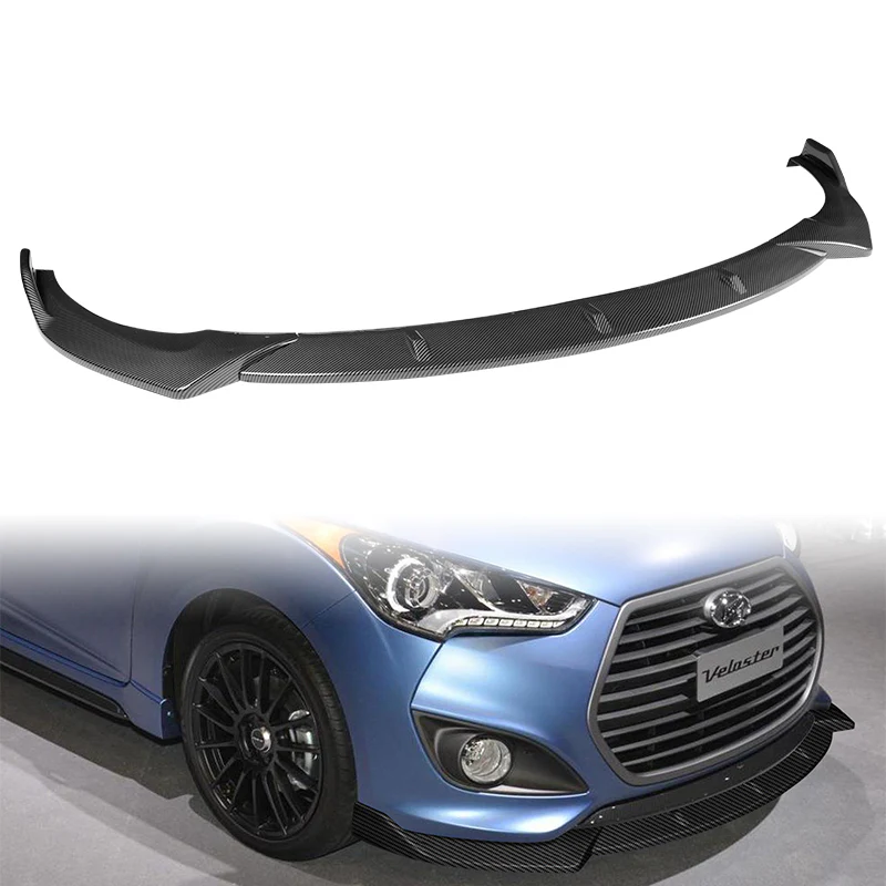 For 2013-2017 Hyundai Veloster Turbo JDM Carbon Look Front Bumper Splitter Spoiler Lip 3PCS - Image 5