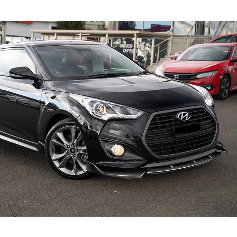 For 2013-2017 Hyundai Veloster Turbo JDM Painted Black Front Bumper Splitter Spoiler Lip 3PCS - Image 5