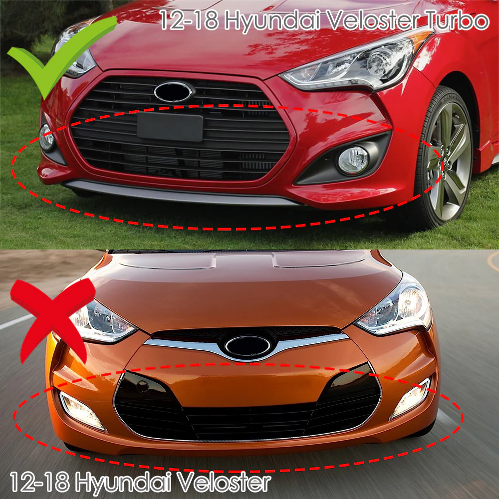 For 2013-2017 Hyundai Veloster Turbo JDM Painted Black Front Bumper Splitter Spoiler Lip 3PCS - Image 6