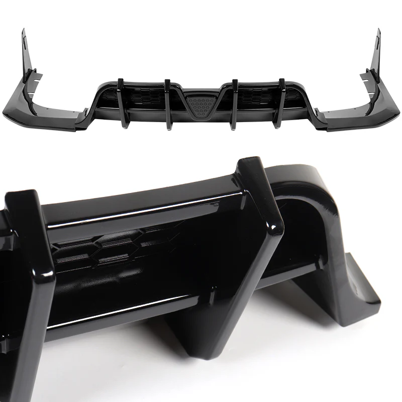 For 2018-2023 Kia Stinger Painted BLK Rear Bumper Diffuser Lip W/LED Smoke Light - Image 2