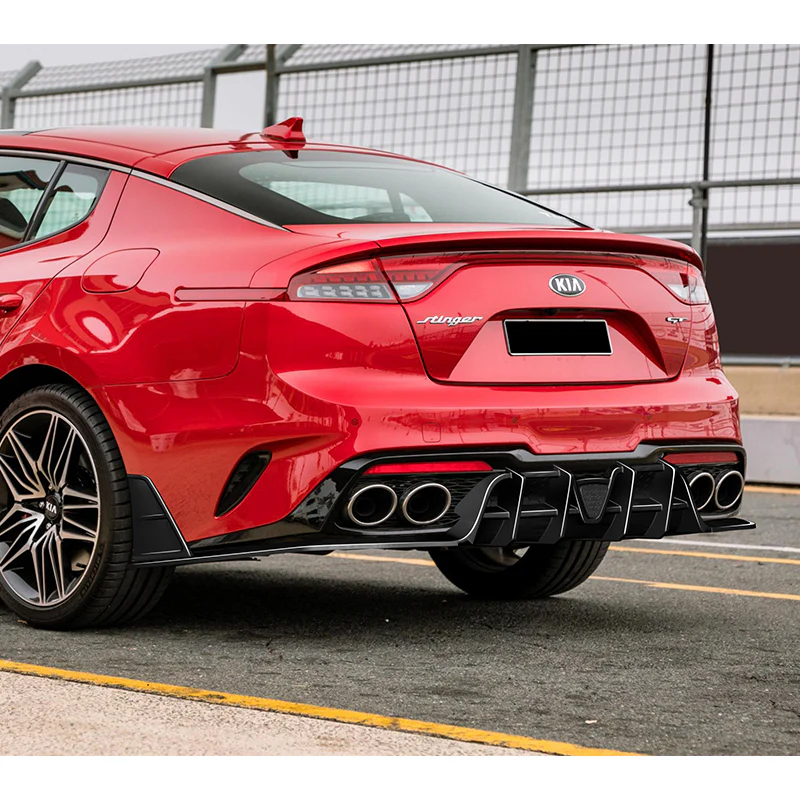 For 2018-2023 Kia Stinger Painted BLK Rear Bumper Diffuser Lip W/LED Smoke Light - Image 7
