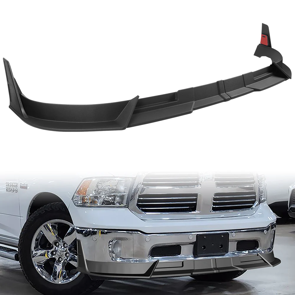 STP Style For 2013-2018 Ram 1500 / 2019-2024 Ram 1500 Classic Front Bumper Lip Spoiler Splitter -Unpainted Black - Image 6