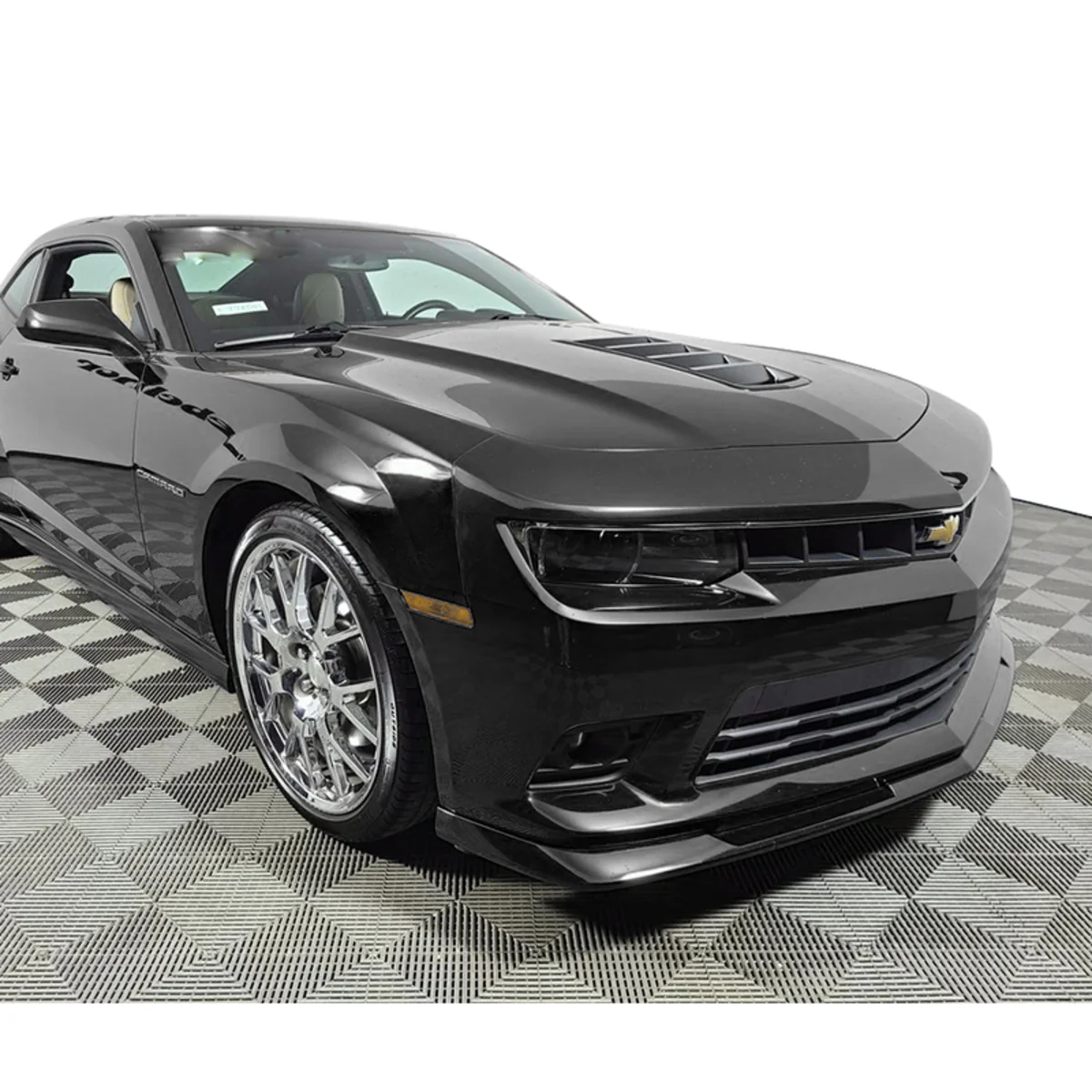 For 2014-2015 Chevy Camaro SS Z28 Painted Black Front Bumper Splitter Spoiler Lip 3PCS - Image 5