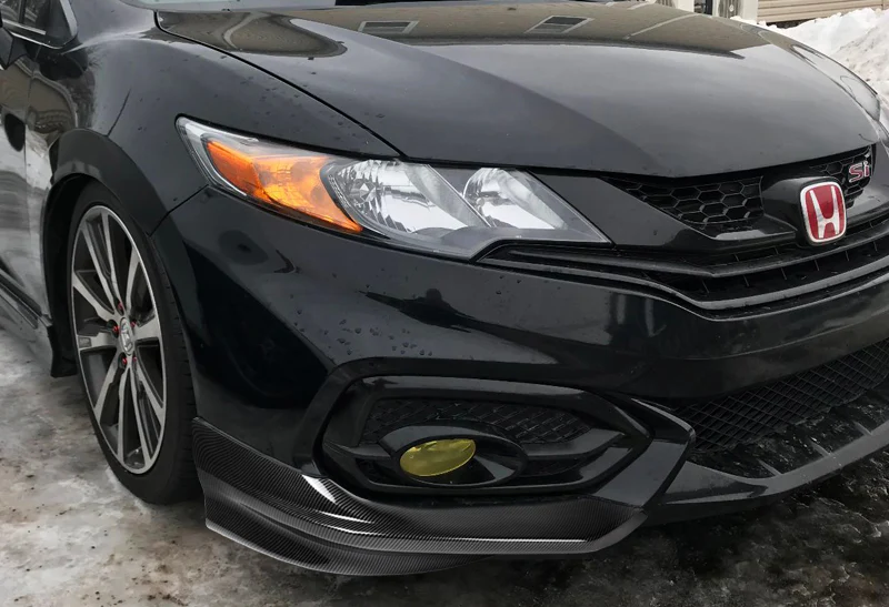 For 2014-2015 Honda Civic Coupe 2DR HFP-Style Carbon Look Style Front Bumper Body Splitter Spoiler Lip 2PCS - Image 4
